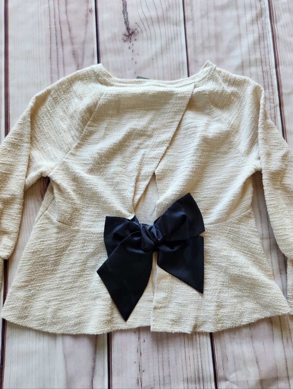 NWT Anthropologie "Back-Bow Sweatshirt" Ivory Cream | Women's Size XSP - Picture 7 of 13